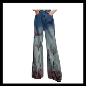 Fashion Jeans artistic painted high waisted and flare leg Fall collection